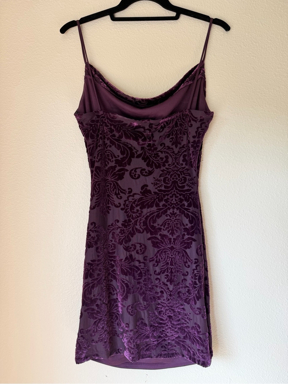 Velvet Burnout Bodycon Slip Dress in Deep Plum, Size Medium - Picture 8 of 9